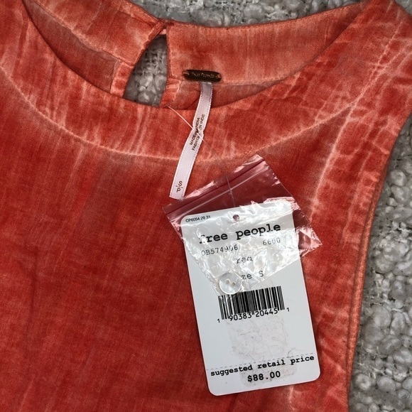 𝅺FREE People NWT Red/Orange Tunic Tank Top small - Picture 8 of 10